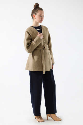 Kaşe Kısa Ceket Camel - 5