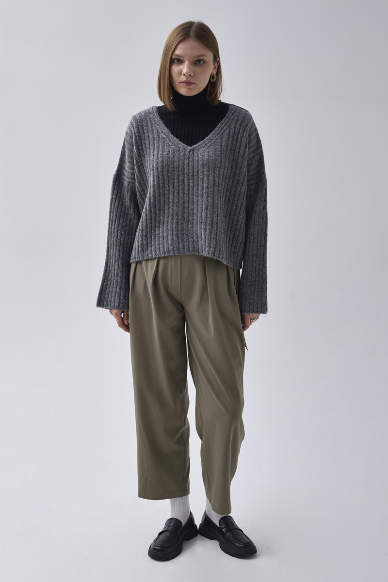 Kemeri Pile Detaylı Pantolon Çağla Yeşili