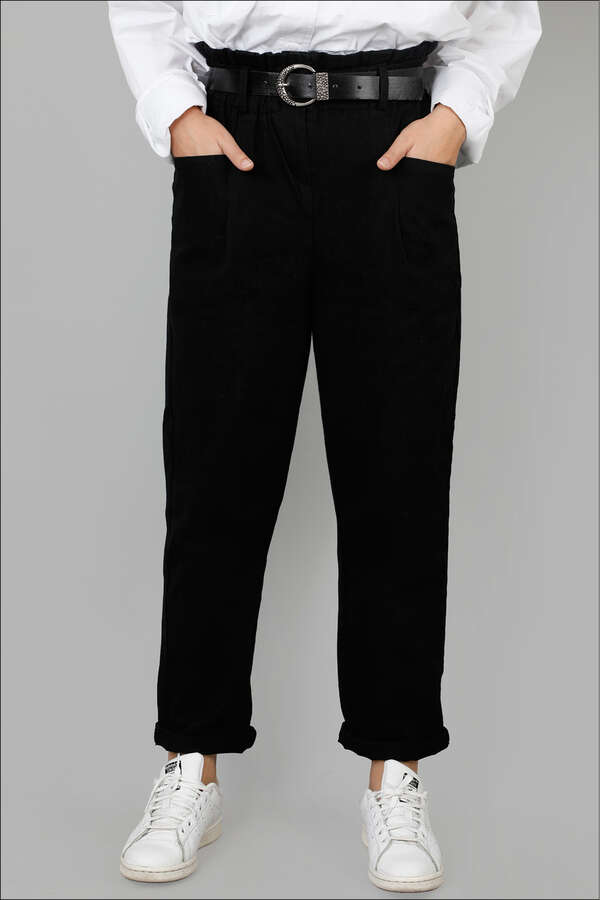 Kemerli Pantolon Siyah