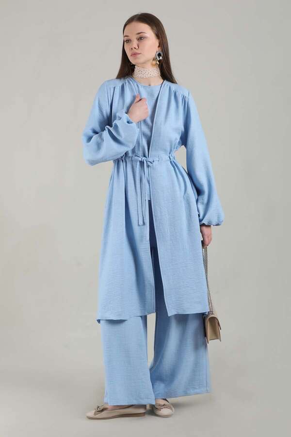 Zulays - Keten Kimono Takım Açık Mavi