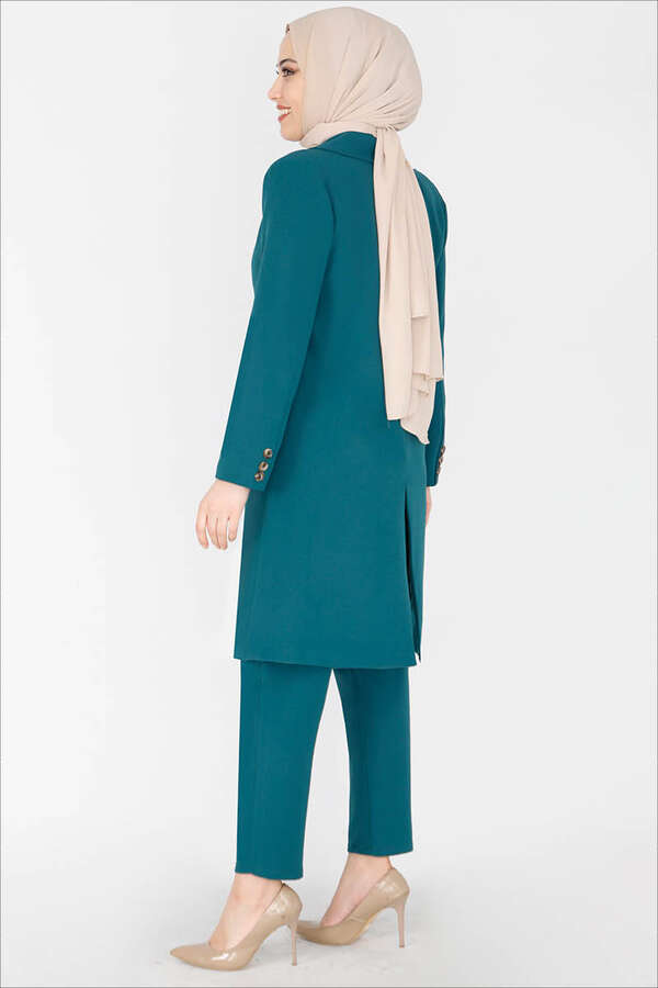 Klasik Blazer Ceket Takım Petrol