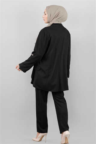 Klasik Pantolonlu Ceket Takım Siyah - Thumbnail
