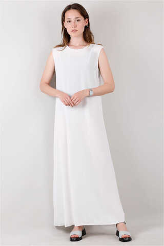 Kolsuz İçlik Elbise Beyaz - Thumbnail