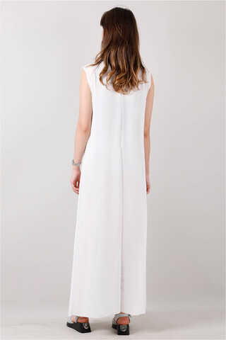 Kolsuz İçlik Elbise Beyaz - Thumbnail