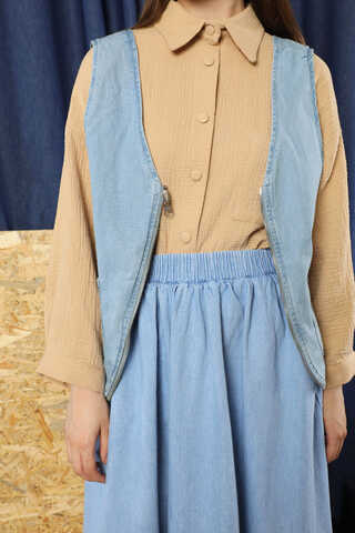 Kot Yelek Çanta Açık Mavi - 2