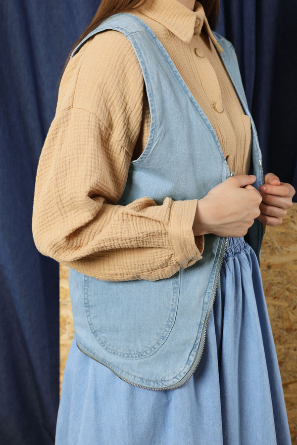 Kot Yelek Çanta Açık Mavi - 4