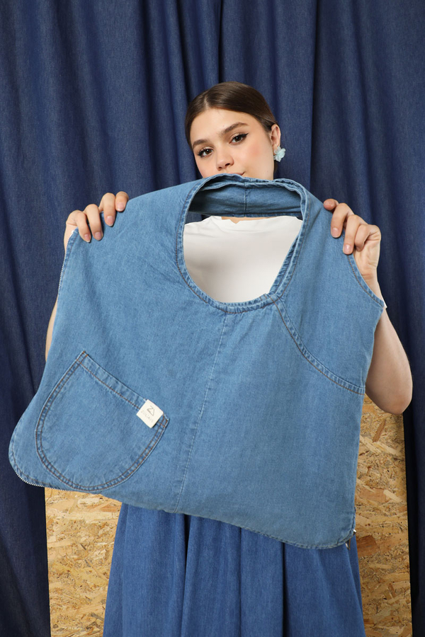 Kot Yelek Çanta Mavi - 4