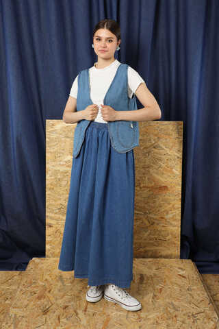 Kot Yelek Çanta Mavi - 5