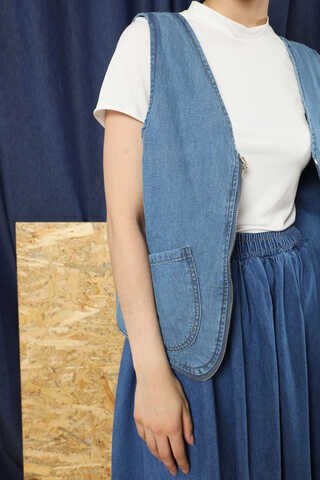 Kot Yelek Çanta Mavi - 3