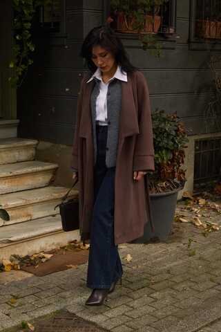 Kruvaze Bağlamalı Kaban Koyu Mürdüm - 12