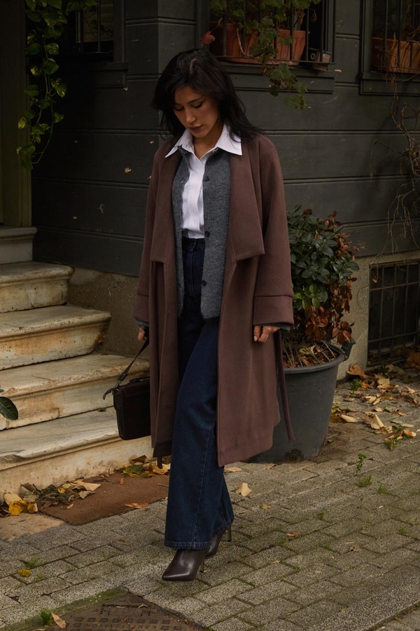 Kruvaze Bağlamalı Kaban Koyu Mürdüm - 12