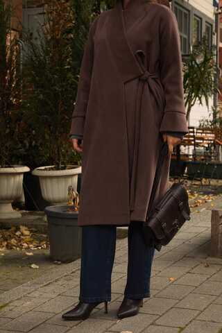 Kruvaze Bağlamalı Kaban Koyu Mürdüm - 11
