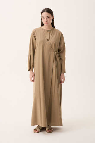 Kruvaze Dehna Abaya Takım Camel - 3