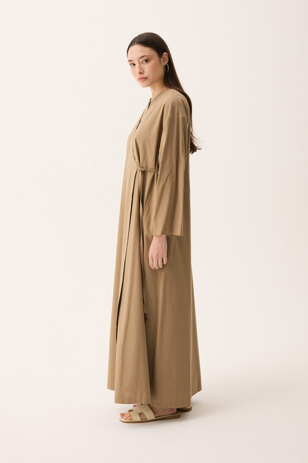 Kruvaze Dehna Abaya Takım Camel - 5