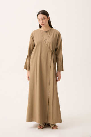 Kruvaze Dehna Abaya Takım Camel - 8