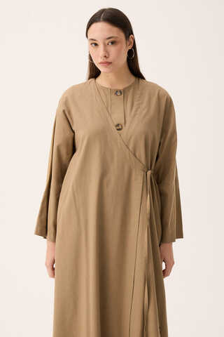 Kruvaze Dehna Abaya Takım Camel - 2