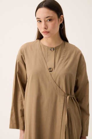Kruvaze Dehna Abaya Takım Camel - 10