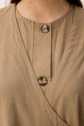 Kruvaze Dehna Abaya Takım Camel - 21