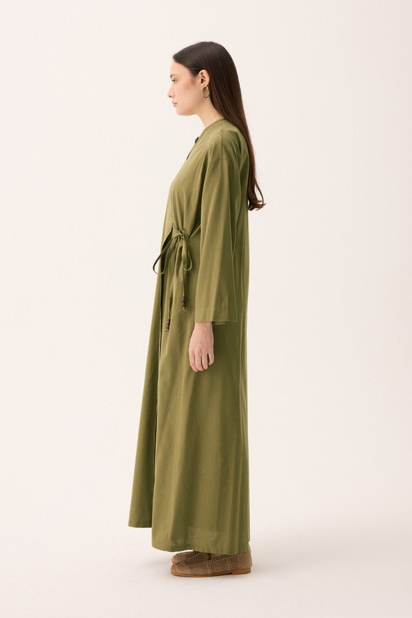 Kruvaze Dehna Abaya Takım Haki - 5