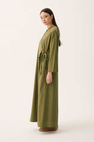 Kruvaze Dehna Abaya Takım Haki - 7