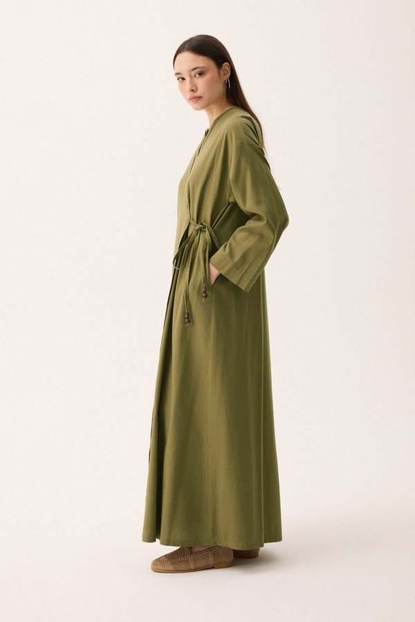 Kruvaze Dehna Abaya Takım Haki - 8