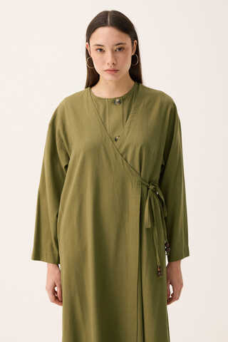 Kruvaze Dehna Abaya Takım Haki - 9