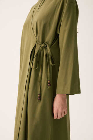 Kruvaze Dehna Abaya Takım Haki - 10