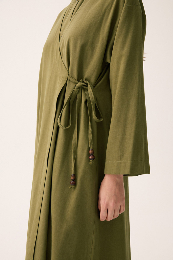 Kruvaze Dehna Abaya Takım Haki - 10