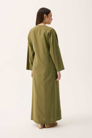 Kruvaze Dehna Abaya Takım Haki - 12