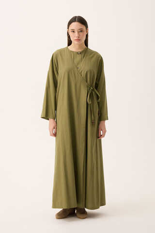 Kruvaze Dehna Abaya Takım Haki - 2