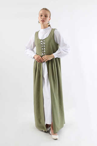 Lace-up Gilet Set Khaki - 3