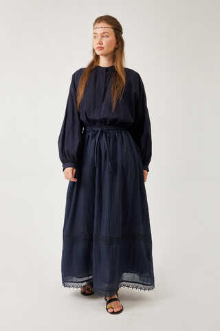 Lara Dantelli Etek Lacivert - 4