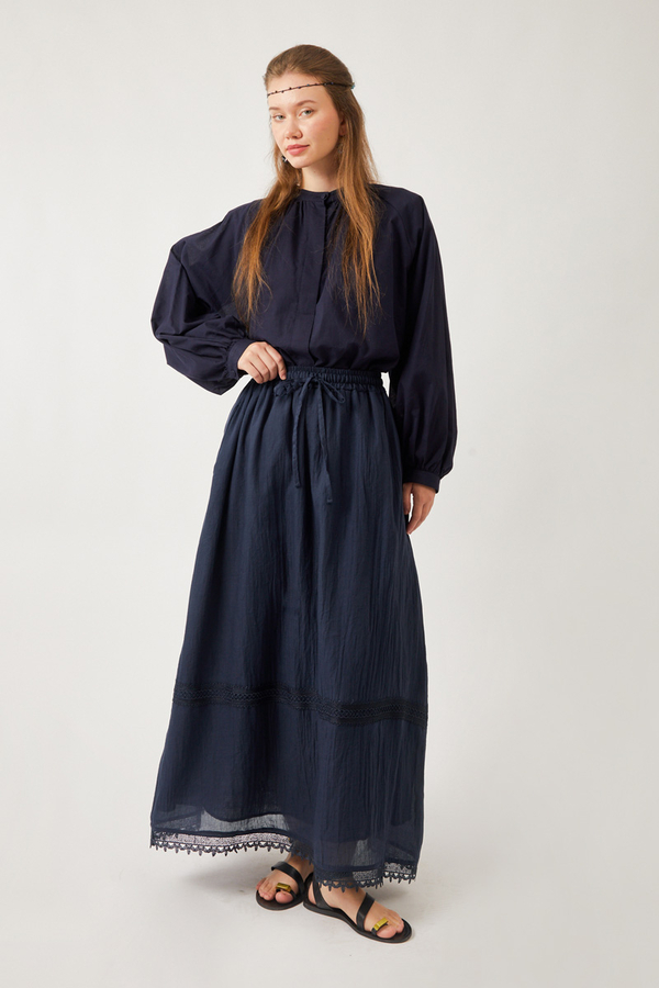 Lara Dantelli Etek Lacivert