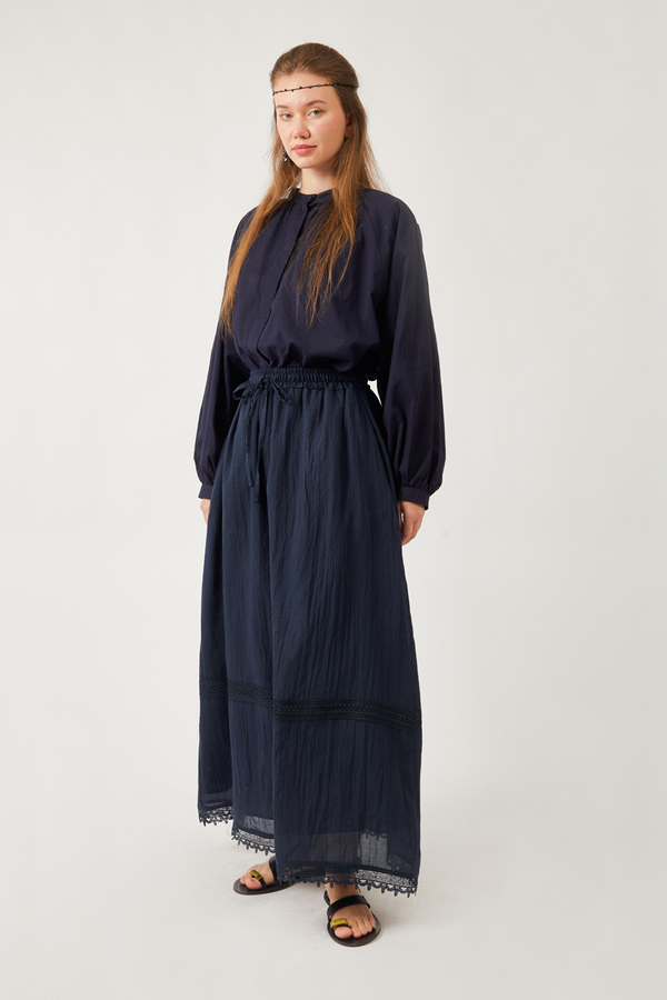 Lara Dantelli Etek Lacivert - 9