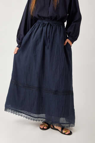 Lara Dantelli Etek Lacivert - 2