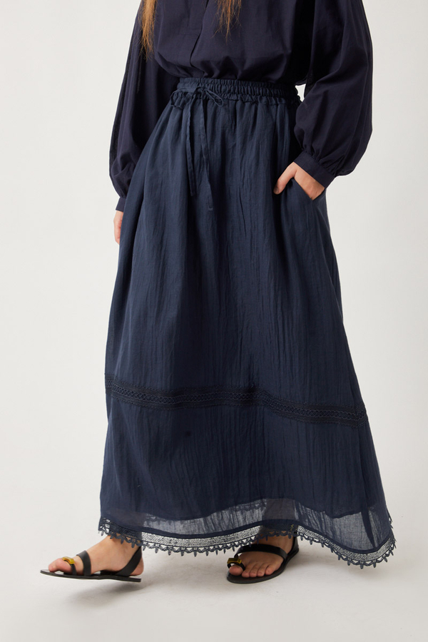 Lara Dantelli Etek Lacivert - 6