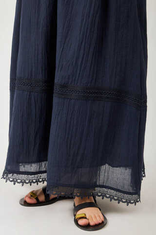 Lara Dantelli Etek Lacivert - 8