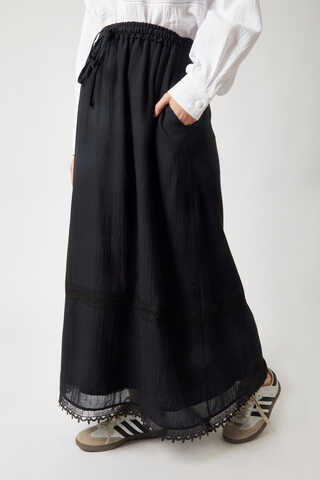 Lara Dantelli Etek Siyah - 4