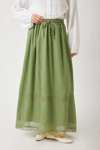 Lara Dantelli Etek Soft Yeşil - 3