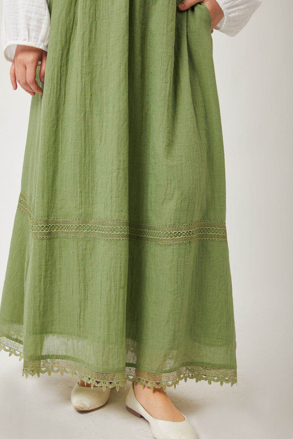 Lara Dantelli Etek Soft Yeşil - 8
