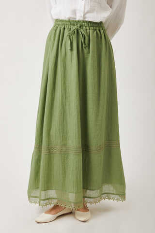 Lara Dantelli Etek Soft Yeşil - 6