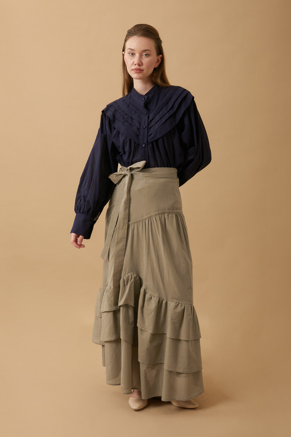 Layered Gathered Skirt Stone - 5