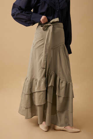 Layered Gathered Skirt Stone - 4