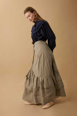 Layered Gathered Skirt Stone - 7