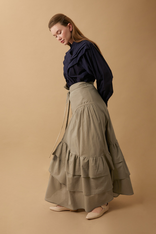 Layered Gathered Skirt Stone - 7