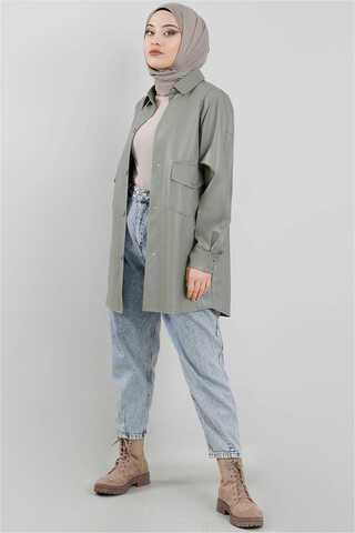Leather Shirt Jacket Mint - 2