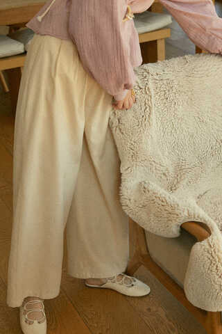 Linen Pleated Wide-Leg Pants Stone - 7