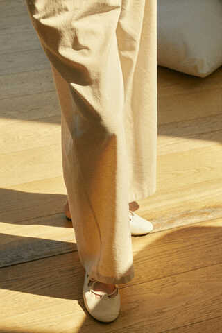 Linen Pleated Wide-Leg Pants Stone - 5