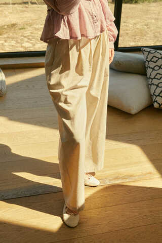 Linen Pleated Wide-Leg Pants Stone - 4