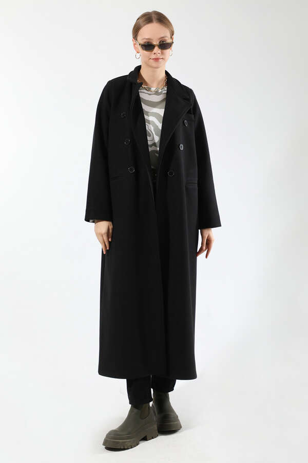 Long Oversize Cachet Coat Black - 3